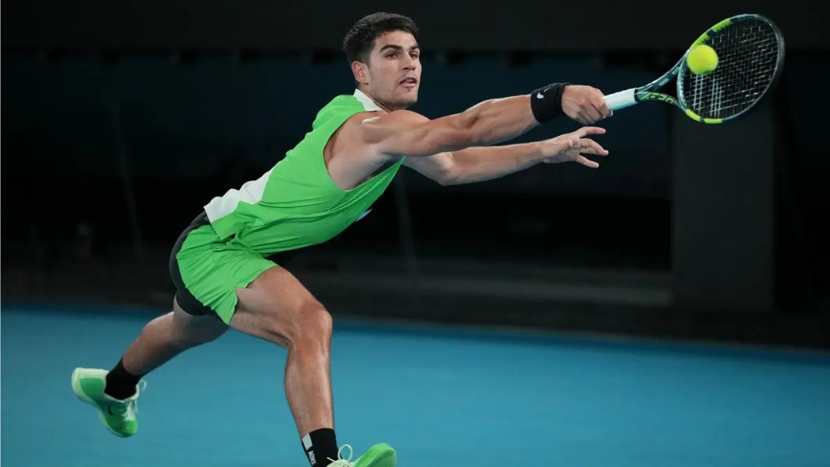 Carlos Alcaraz Starts Australian Open 2026 Campaign On Winning Note, Clinches Convincing First Round Victory Carlos Alcaraz in action at Australian Open 2026