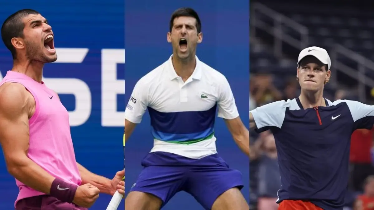 Carlos Alcaraz, Novak Djokovic, Jannik Sinner