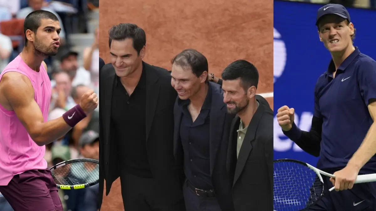 Carlos Alcaraz, Roger Federer, Rafael Nadal and Novak Djokovic