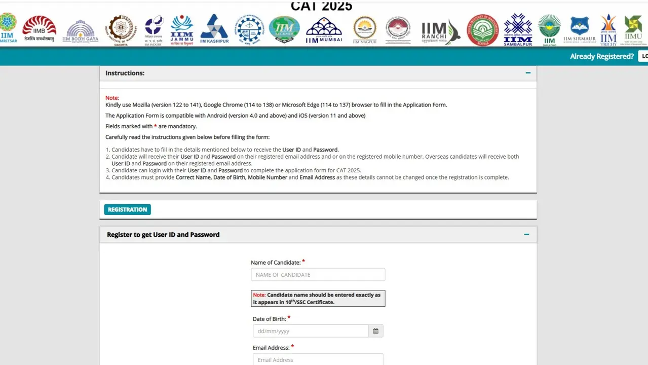 CAT 2025 Registration Begins