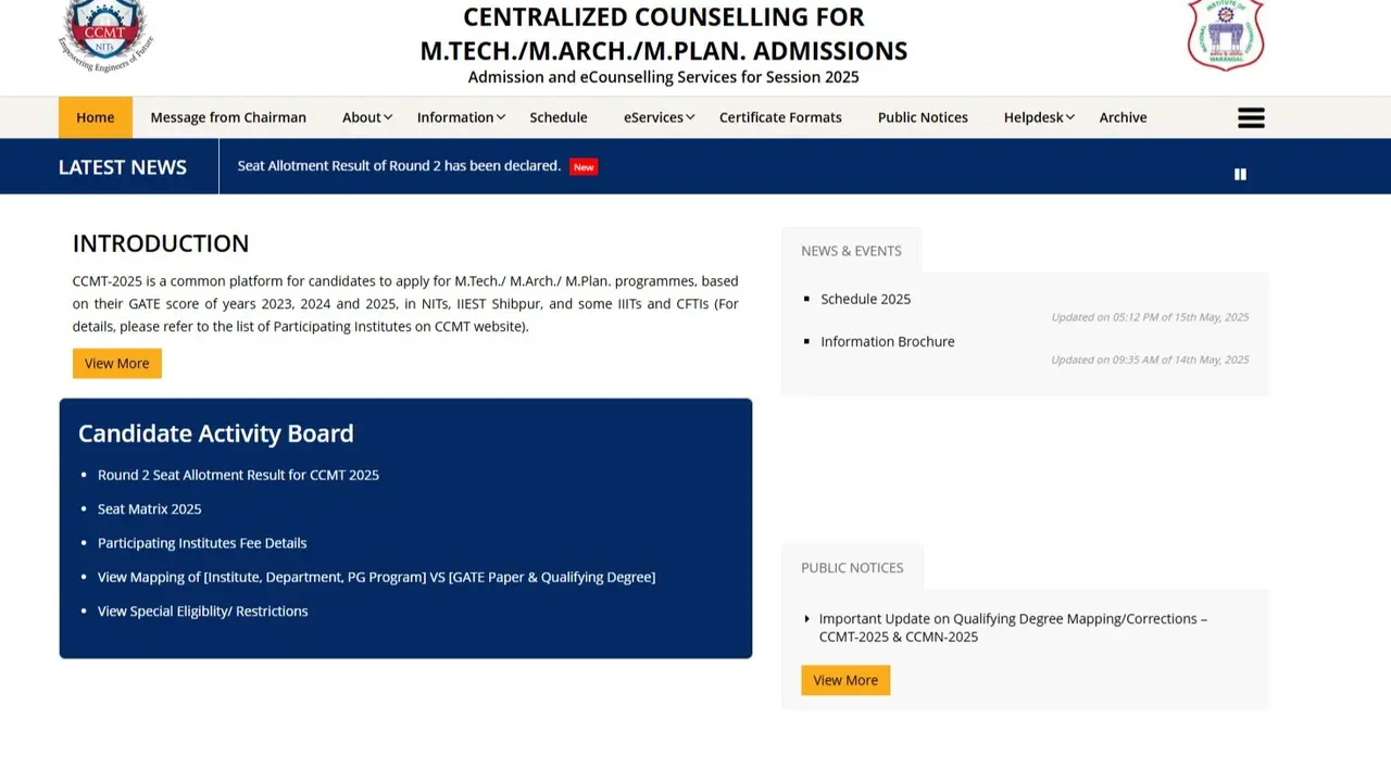 CCMT 2025 Round 2 Seat Allotment Result Declared at ccmt.admissions.nic.in, Direct Link to Check CCMT 2025 Round 2 Seat Allotment Result Declared at ccmt.admissions.nic.in, Direct Link to Check