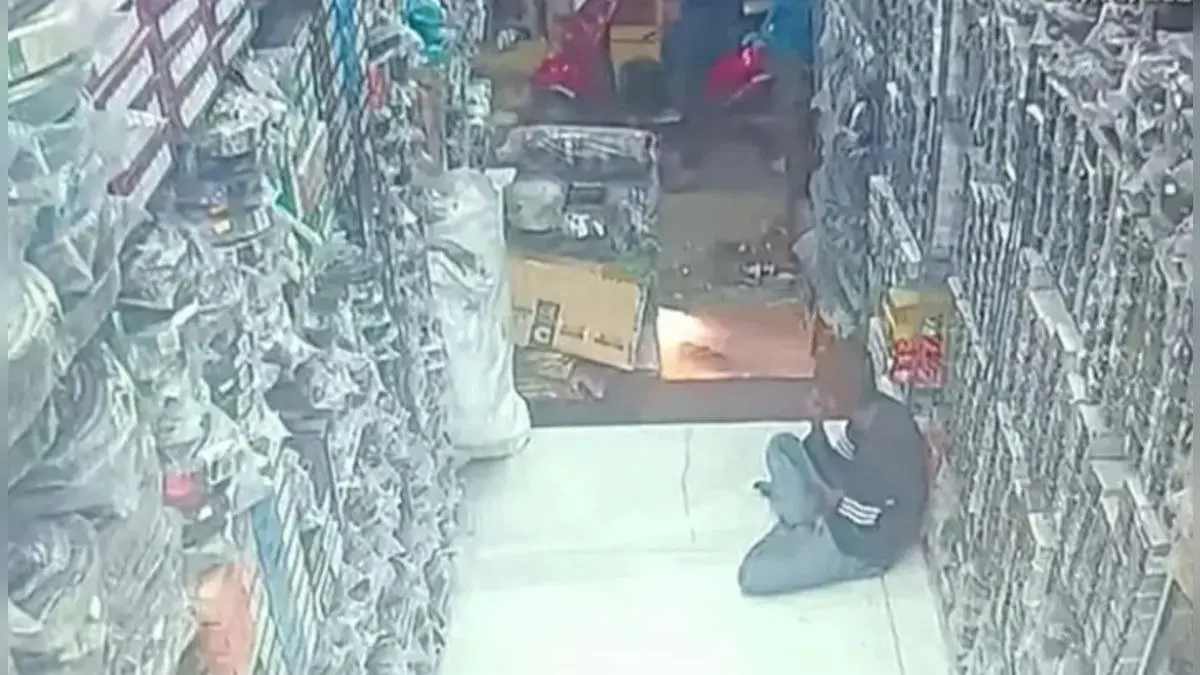 CCTV Captures Exact Moment of Scooter Blast in Crowded Kanpur Market