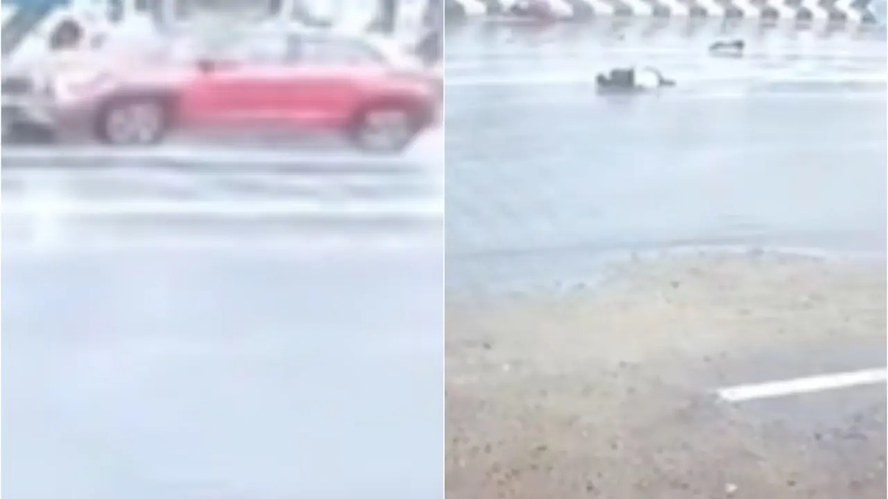 CCTV footage shows speeding car hit family of 5 in Chennai.