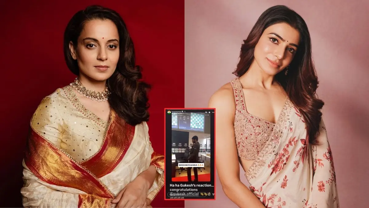 Samantha Ruth Prabhu, Kangana Ranaut Celebrate D Gukesh's Historic Win Against Magnus Carlsen Celebs congratulate D Gukesh.