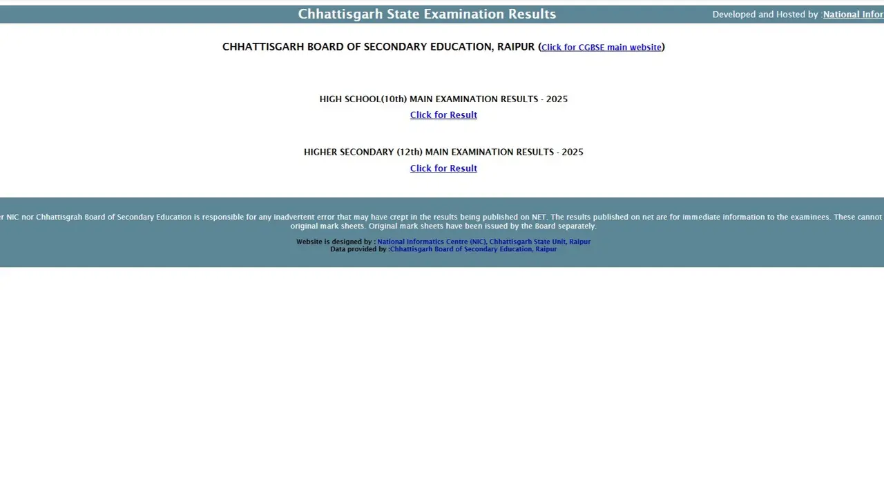 CGBSE Chhattisgarh Board 10th, 12th Result 2025 Declared, Check Pass Percentage, Toppers and Direct Link Here CGBSE Chhattisgarh Board 10th, 12th Result 2025 Declared
