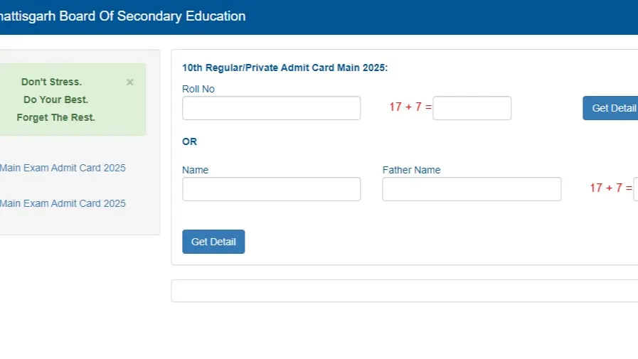 CGBSE Class 10, 12 Admit Card 2025 Out at cgbse.nic.in, Direct Link to Download CGBSE Class 10, 12 Admit Card 2025