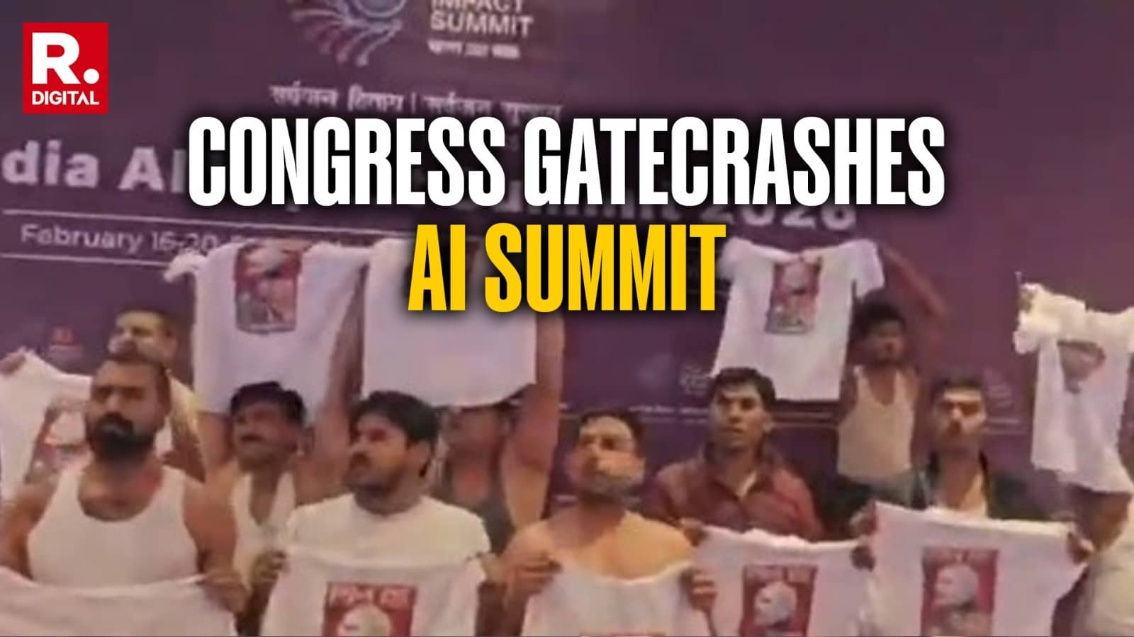 'Characterless, Brainless..’: BJP Hits Out at Congress Over 'Shirtless' Protest at AI Summit