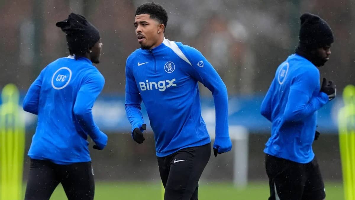 Chelsea defender Wesley Fofana in a practice session