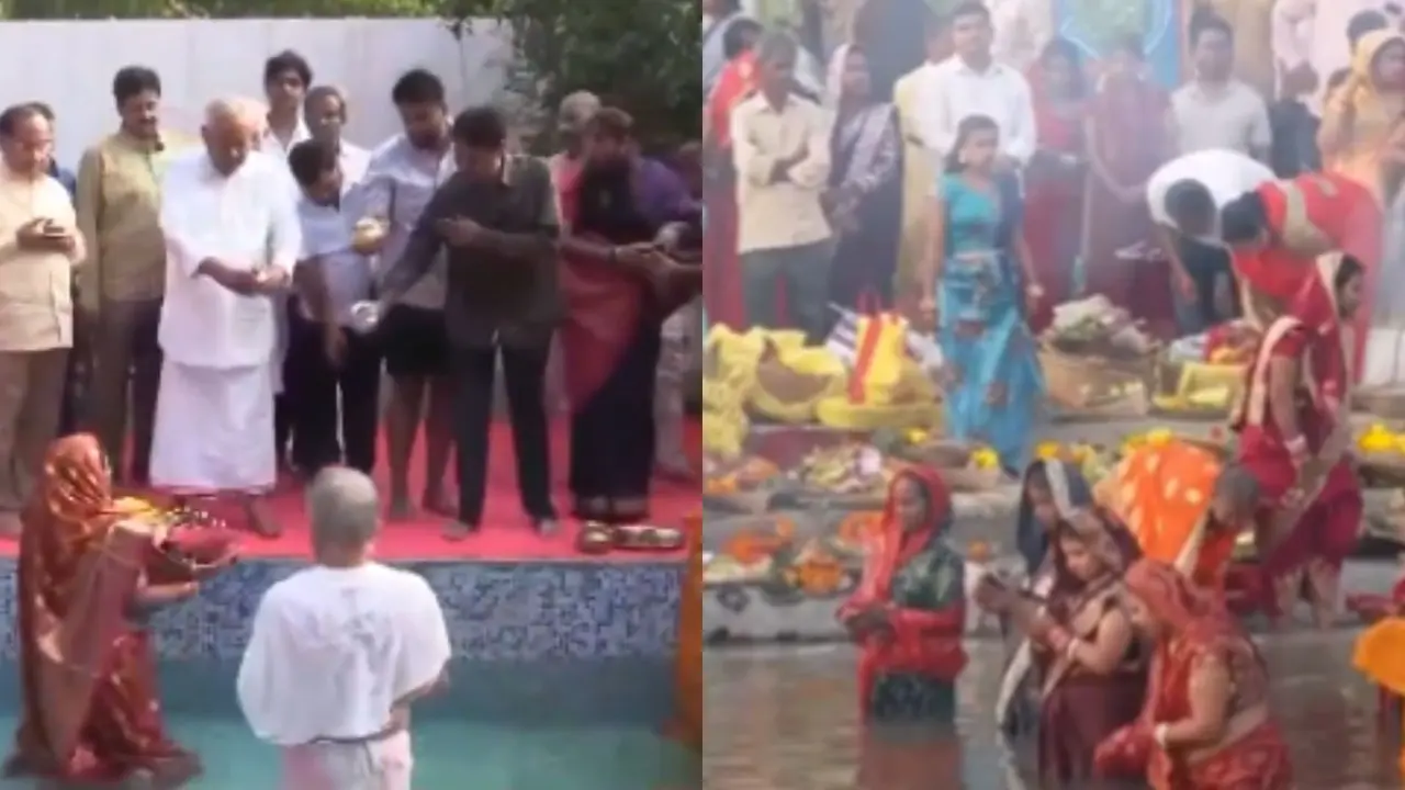 Chhath Puja 2024: छठ व्रतियों ने डूबते सूर्य को दिया अर्घ्य, CM नीतीश ने भी की पूजा chhath puja 2024