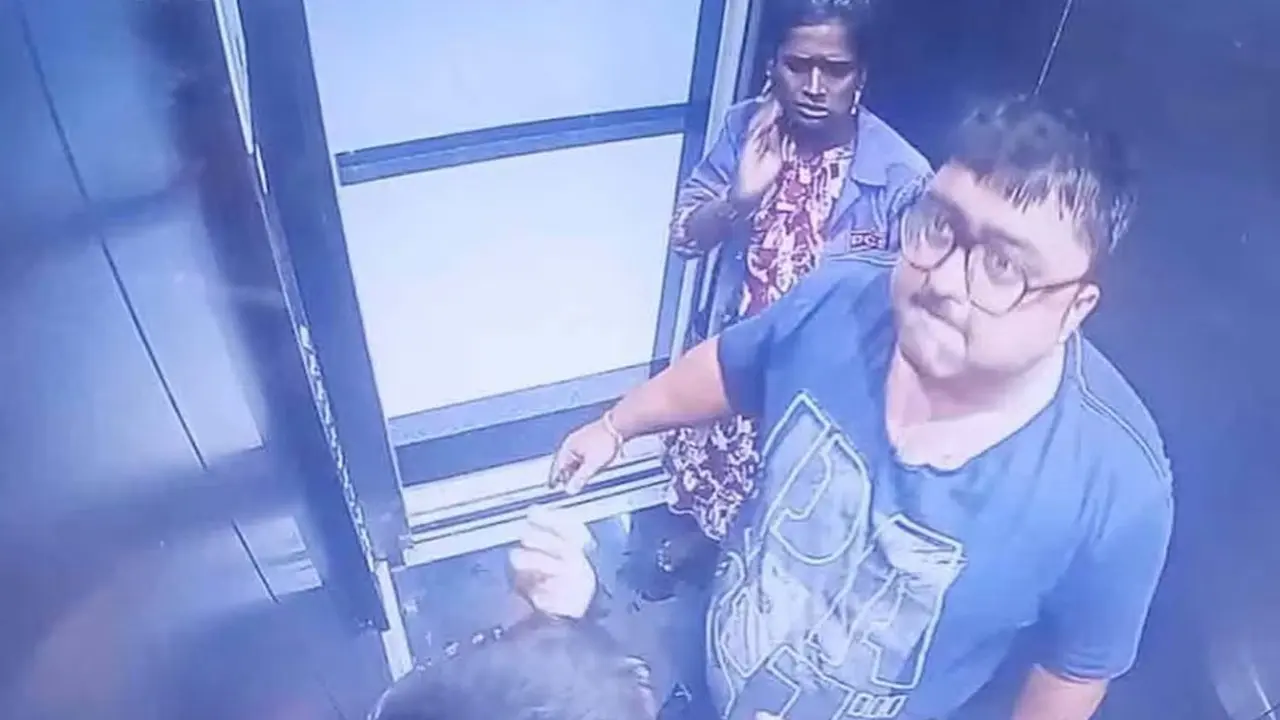 child beaten in lift