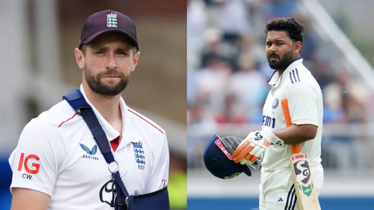 'I Obviously Said Sorry': Chris Woakes Reveals The Details Of The Voice Note Rishabh Pant Sent To Him After The IND vs ENG Test Series Chris Woakes and Rishabh Pant during the IND vs ENG series