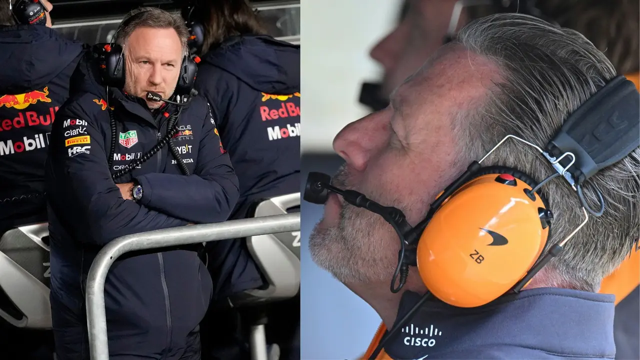 Christian Horner (L) and Zak Brown in file photos.