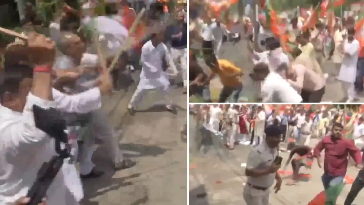 Clash between bjp-congress worker