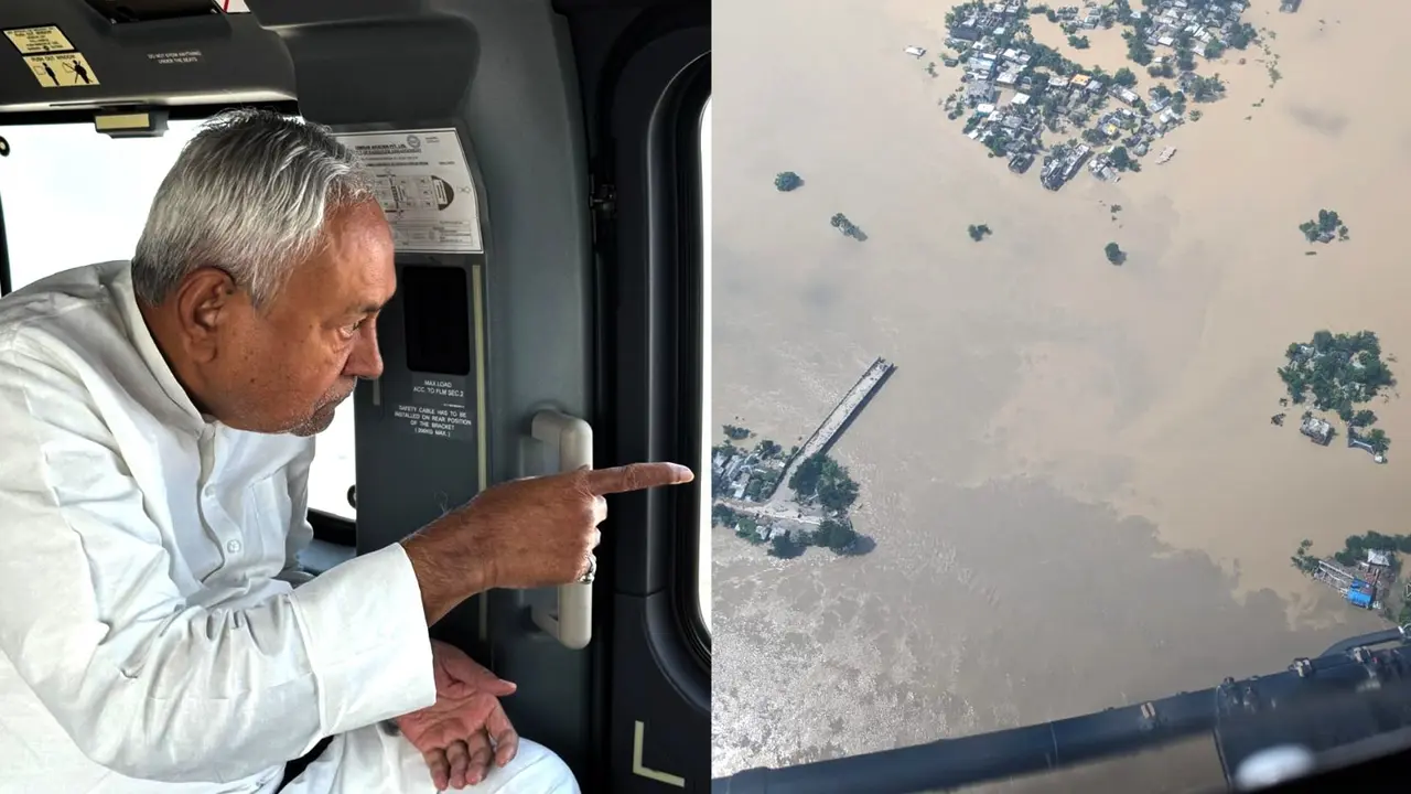 CM Nitish Kumar aerial survey flood affected areas