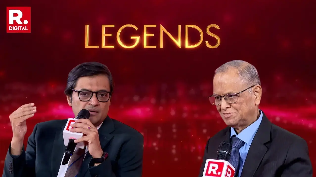 Iconic Founder of Infosys, NR Narayana Murthy with Editor-In-Chief, Republic Media Network, Arnab Goswami at Republic HQ, Noida.