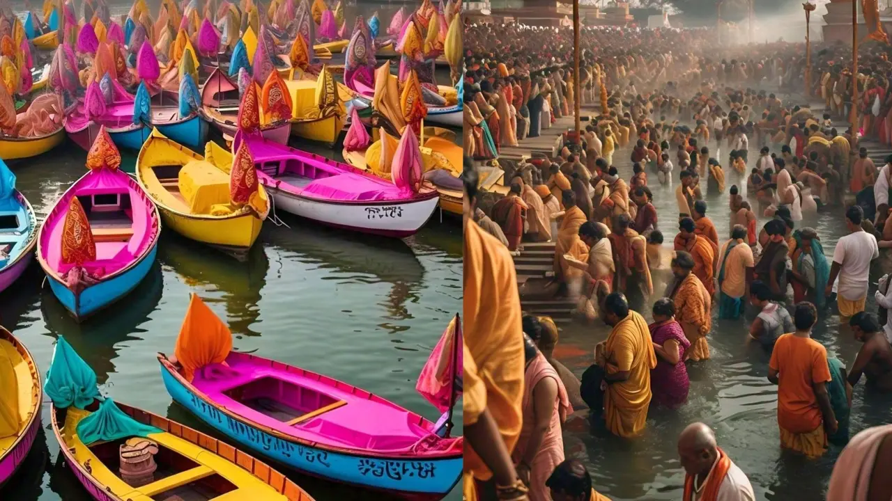 colorful boats photo in Mahakumbh 2025