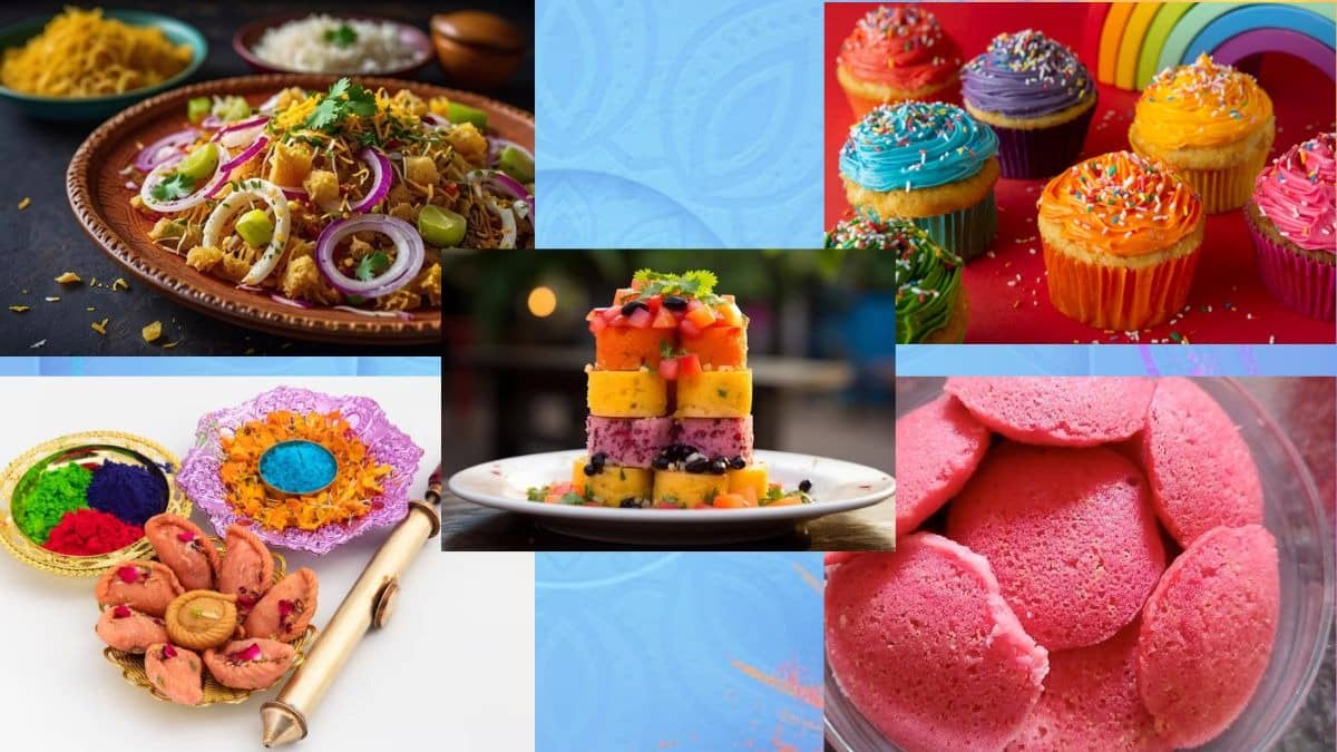 Colourful snacks for Holi