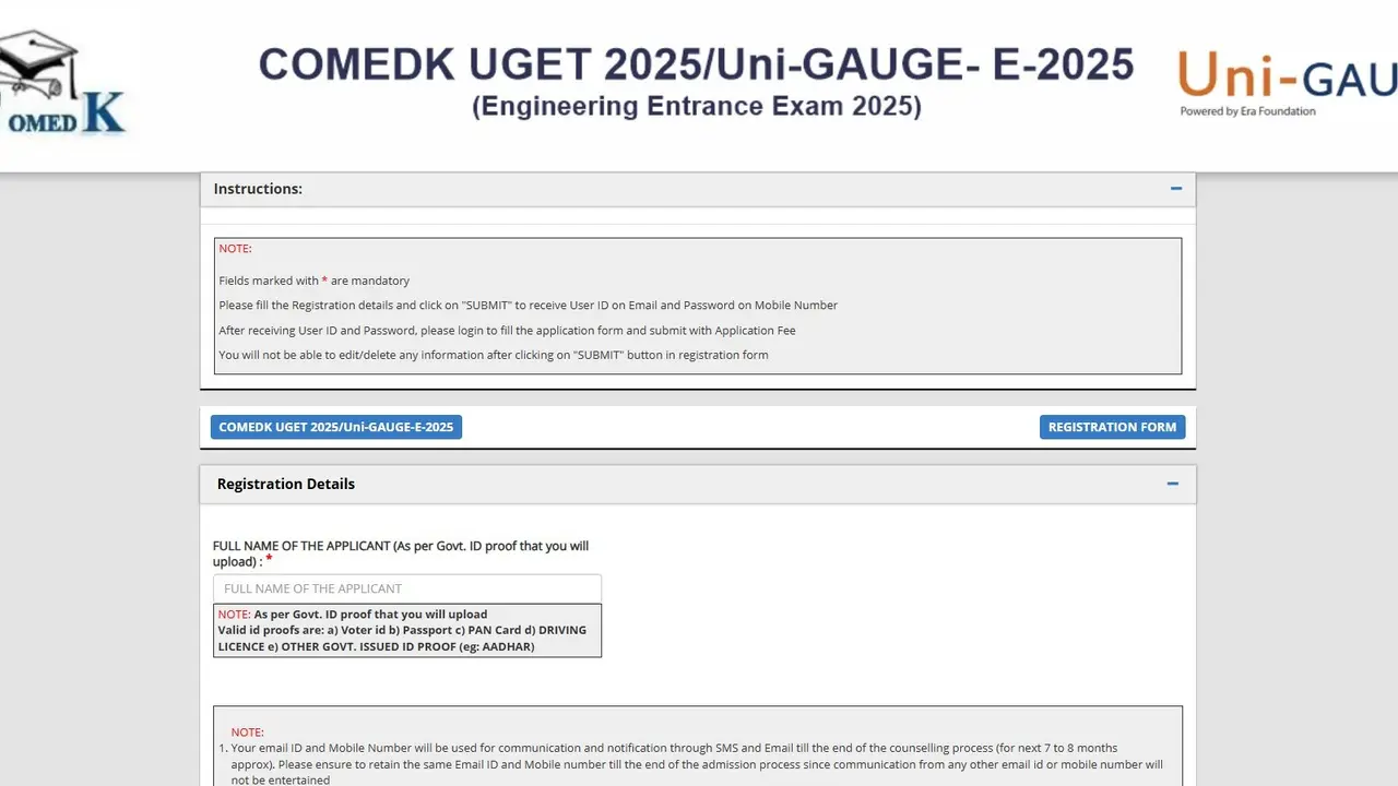 COMEDK UGET 2025