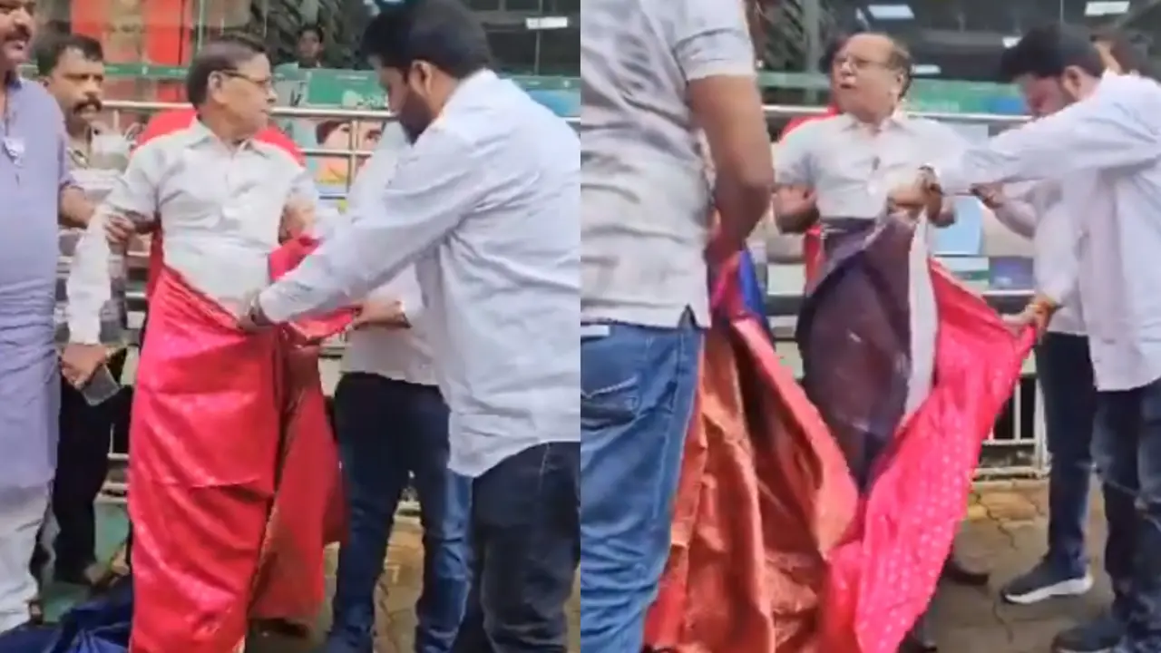 Congress Worker forced to wear saree, viral video