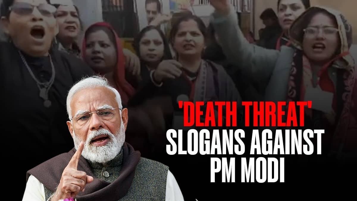 Congress workers raising slogans against PM Modi, BJP demands apology from Rahul and Sonia Gandhi