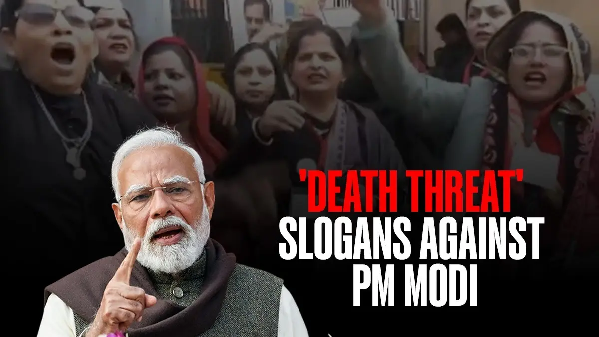 Congress workers raising slogans against PM Modi, BJP demands apology from Rahul and Sonia Gandhi