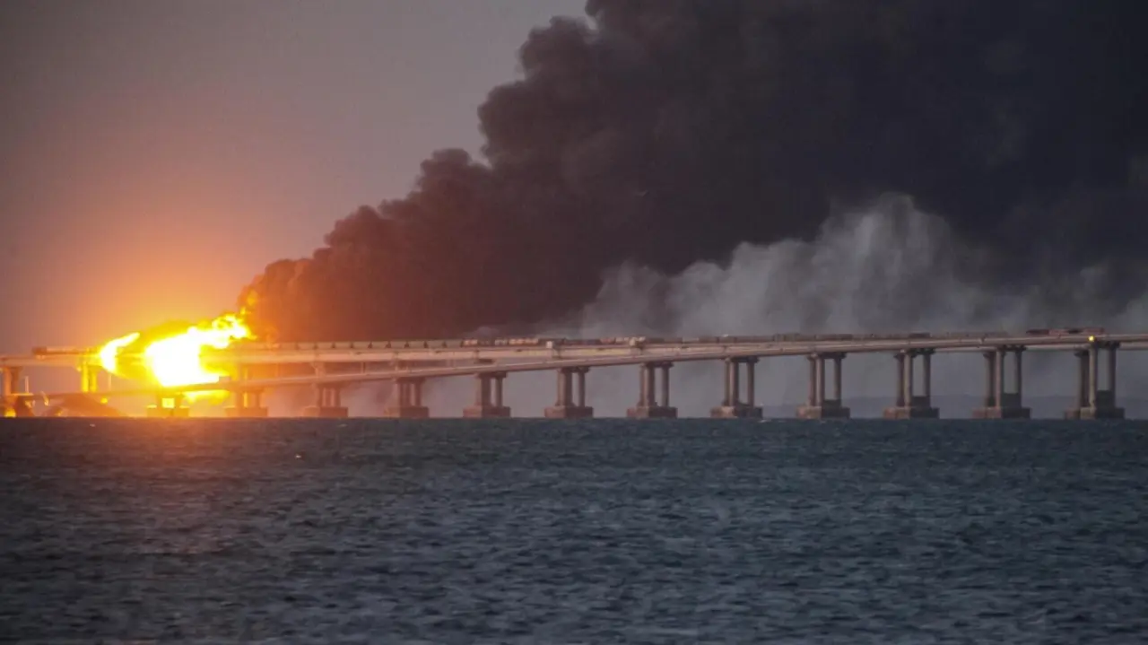 Ukraine Strikes Russia's Crimean Bridge with Underwater Explosives Crimean bridge