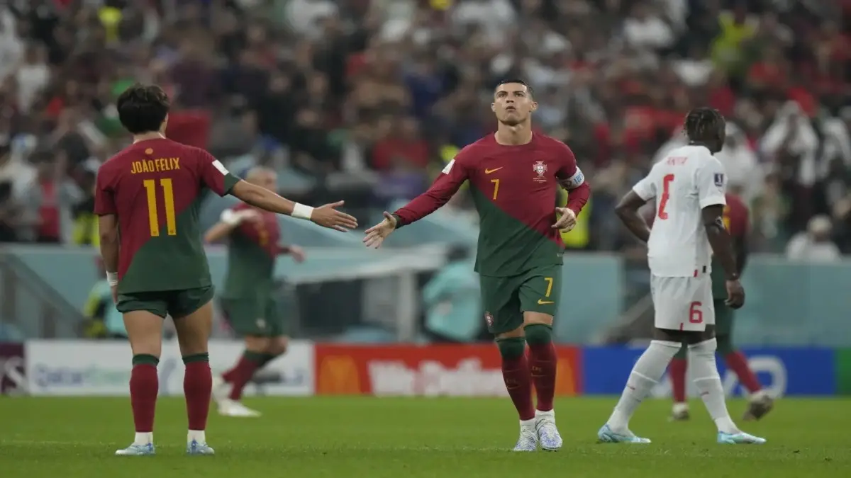 Cristiano Ronaldo and Joao Felix in action for Portugal