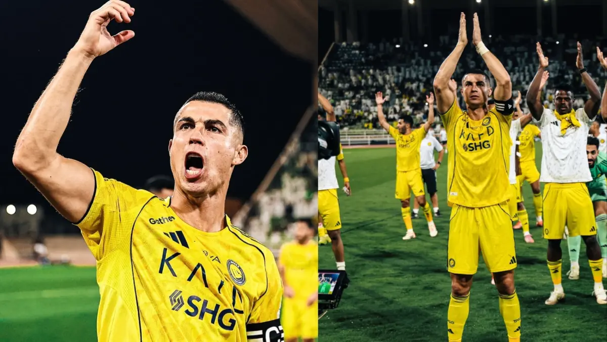 Cristiano Ronaldo celebrates Al-Nassr's win