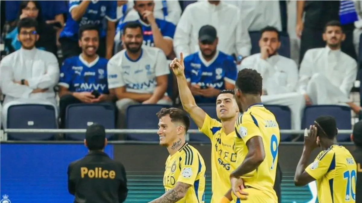 Cristiano Ronaldo celebrates goal with his Al Nassr teammates