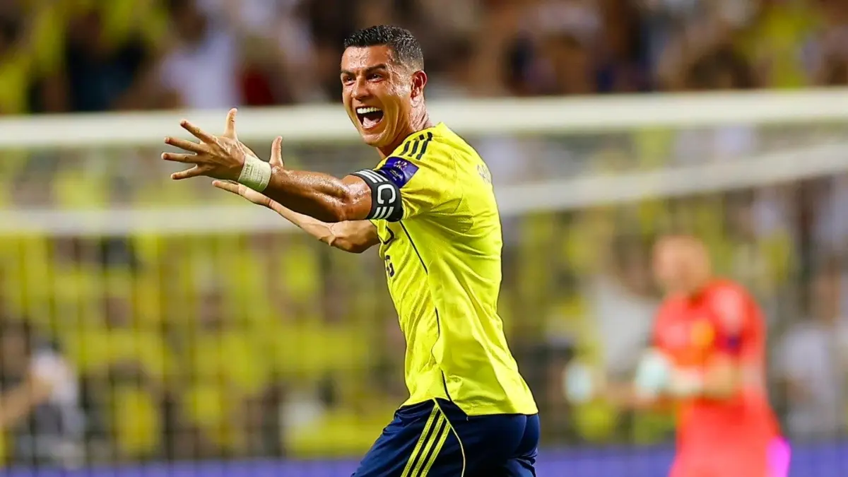Cristiano Ronaldo celebrating after scoring for Al Nassr FC