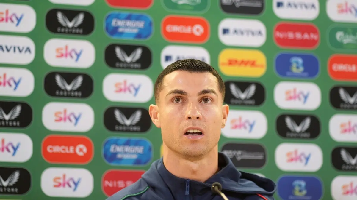 Cristiano Ronaldo during press meet ahead of Portugal vs Ireland clash