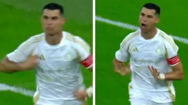 Cristiano Ronaldo's Incredible Performance Falls Short as Al-Nassr Loses 2-1 to Benzema's Al-Ittihad Cristiano Ronaldo's calma celebration