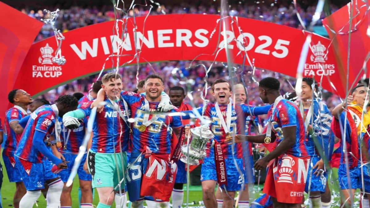 Crystal Palace players celebrate FA Cup title