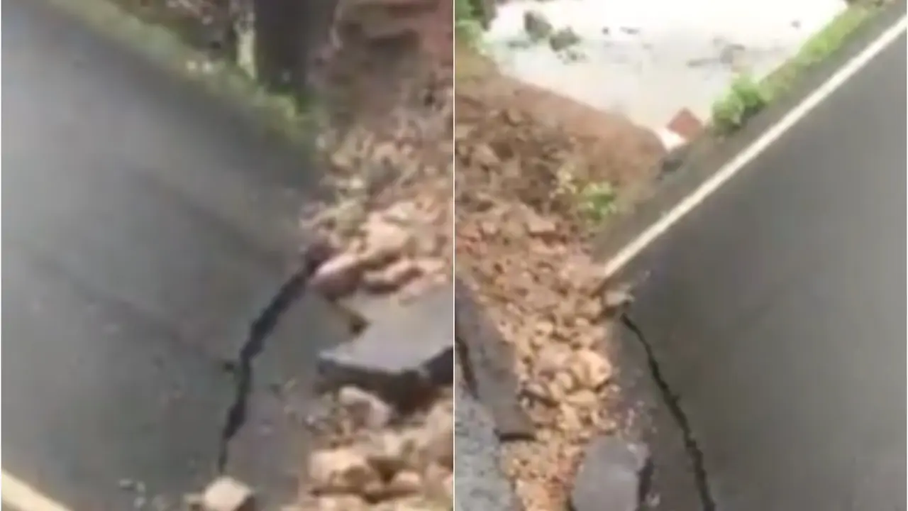 Culvert collapse on state highway in Narsinghpur.