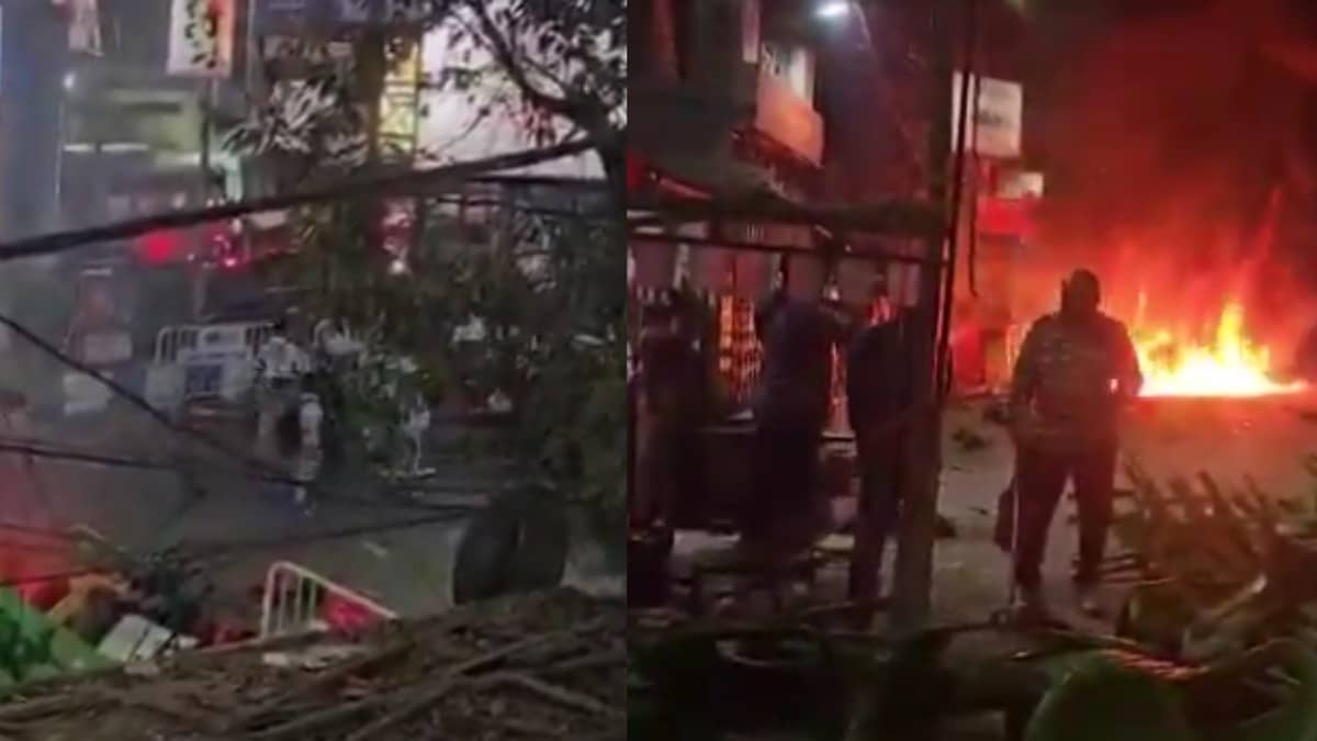 TMC-BJP Workers Clash In Kolkata Over Use of Microphone in High Volume, Makeshift Stage Set On Fire
