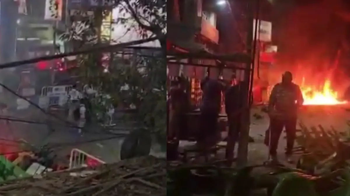 TMC-BJP Workers Clash In Kolkata Over Use of Microphone in High Volume, Makeshift Stage Set On Fire