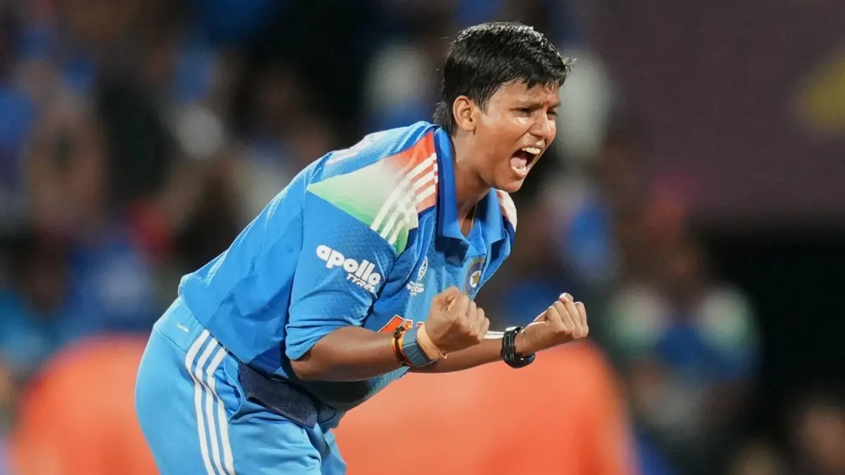 Deepti Sharma celerates after taking a wicket at the Women's World Cup 2025