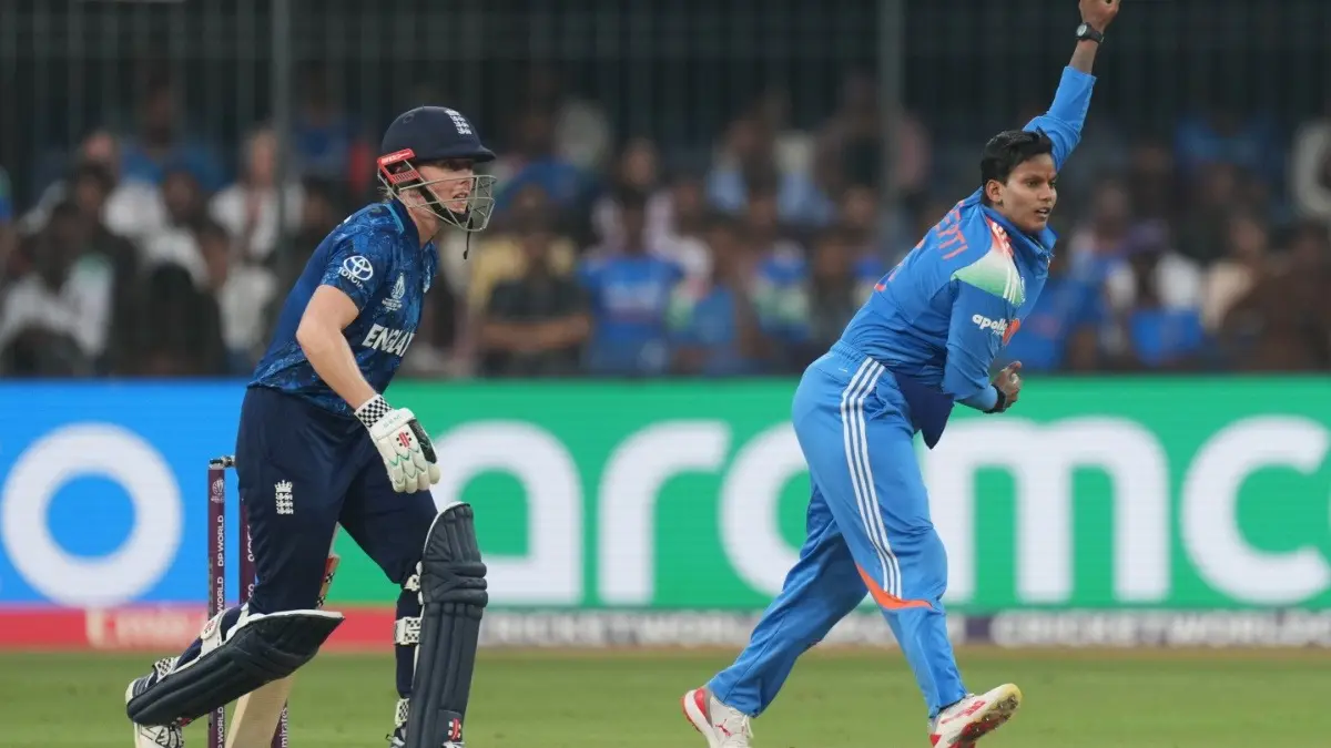 Deepti Sharma in action against England during Women's World Cup 2025 match