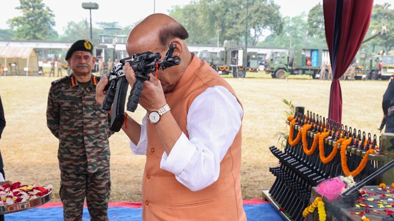 Defence Minister Rajnath Singh Performs Shastra Puja