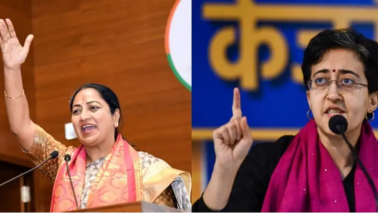 Delhi CM Rekha Gupta and AAP leader Atishi