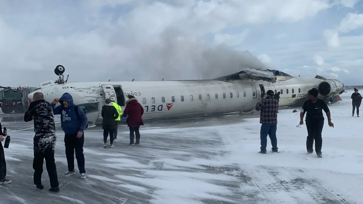 Delta Plane Crash Lands At Toronto's Pearson Airport, Flips Upside Down On Snowy Runway