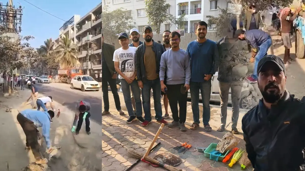 Bengaluru Residents Revolt Against Civic Apathy, Sweep Roads And Clean Piled Up Trash In Protest Denied Repeatedly, Bengaluru IT Employees and Locals Sweep Streets in Protest against Government Inaction