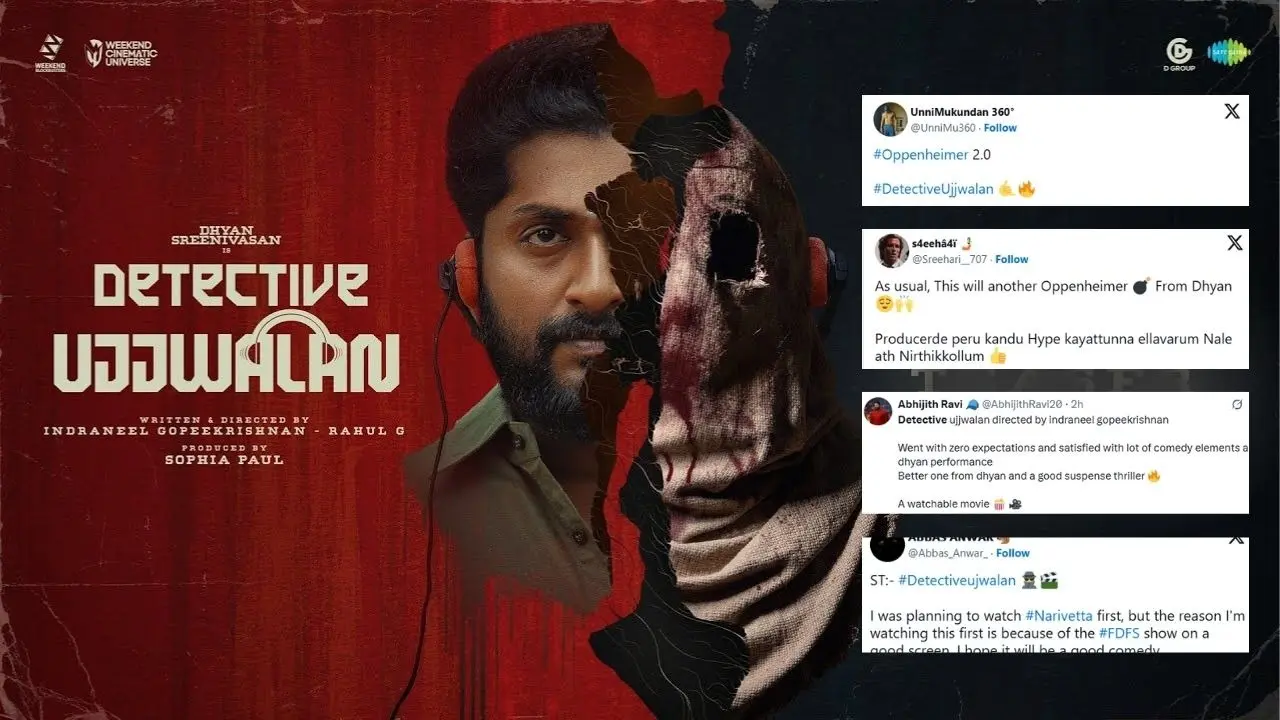 Detective Ujjwalan X Review: Netizens Compare Dhyan Sreenivasan's Crime Thriller To Oppenheimer, Say 'Direction Deserves A Standing Ovation' Detective Ujjwalan X Review: Netizens Compare Dhyan Sreenivasan's Crime Thriller To Oppenheimer, Say 'Direction Deserves A Standing Ovation'