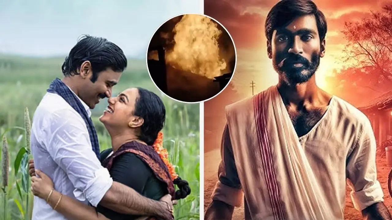 Dhanush's Film Idly Kadai Set Catches Fire In Anuppapatti Village, No Casualties Recorded So Far Dhanush's Idly Kadai Set Hit By Massive Fire In Anuppapatti Village: Watch