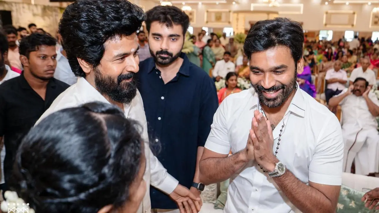 Dhanush, Sivakarthikeyan Groove Together To Hit Tamil Songs At Producer Aakash's Post-wedding Bash dhanush with Sivakarthikeyan