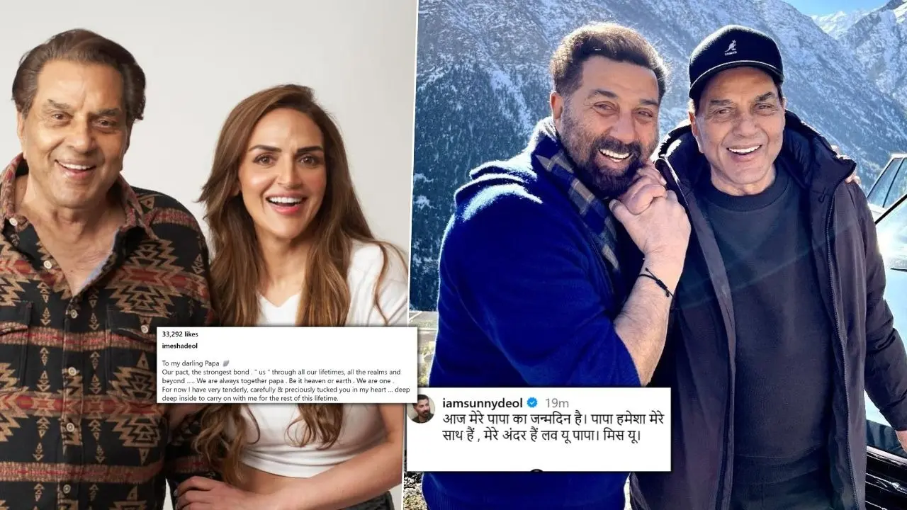 Dharmendra's 90th Birth Anniversary: Esha, Sunny Deol Pay Tribute To Father In Emotional Posts Dharmendra's 90th Birth Anniversary: Esha, Sunny Deol Pay Tribute To Father In Emotional Posts