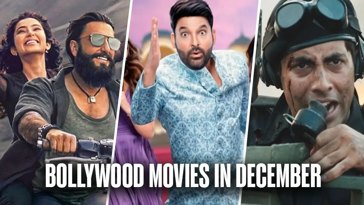 Bollywood Theatrical Releases In December: Dhurandhar, Ikkis, Tu Meri Main Tera Main Tera Tu Meri, Kis Kisko Pyaar Karoon 2 And More Movies To Watch Dhurandhar and Ikkis will release in December