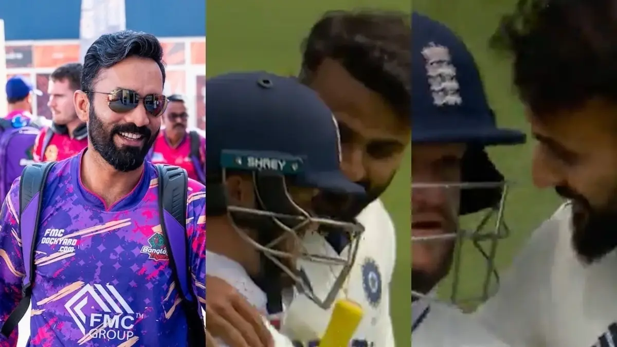 Dinesh Karthik (L), Akash Deep-Ben Duckett (R)