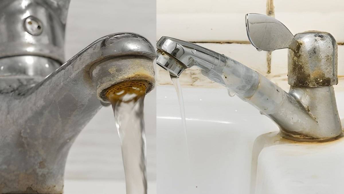 dirty bathroom tap cleaning to make it look new and shiny using baking soda and vinegar nal saf karne ke upay