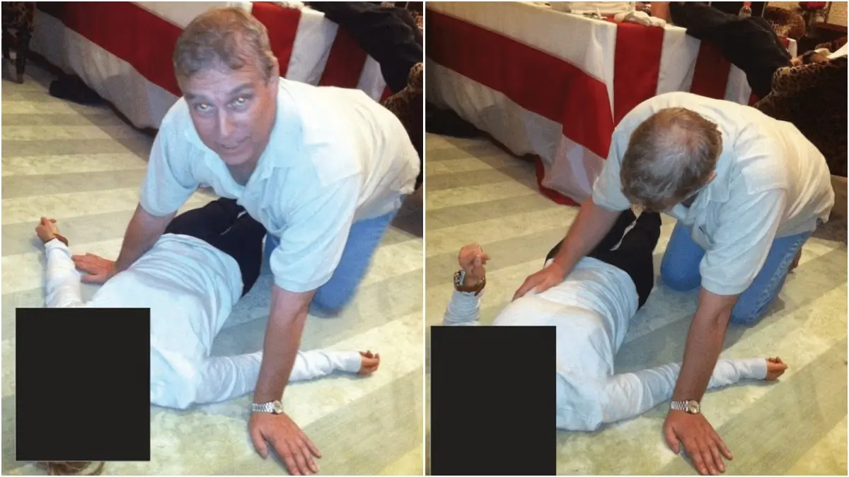 Disturbing Pics Show Ex-Prince Andrew Kneeling On All Fours Over Mystery Woman | Epstein Files Disturbing Pics Show Ex-Prince Andrew On All Fours Crouching Over Woman | Epstein Files